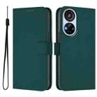 For ZTE Blade V40s Skin Feel Solid Color Leather Phone Case with Lanyard(Dark Green) - 2