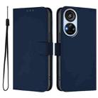 For ZTE Blade V40s Skin Feel Solid Color Leather Phone Case with Lanyard(Navy Blue) - 2