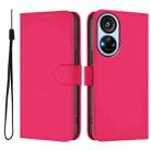 For ZTE Blade V40s Skin Feel Solid Color Leather Phone Case with Lanyard(Rose Red) - 2