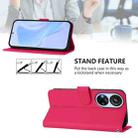 For ZTE Blade V40s Skin Feel Solid Color Leather Phone Case with Lanyard(Rose Red) - 3