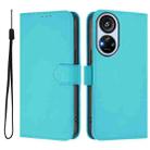 For ZTE Blade V40s Skin Feel Solid Color Leather Phone Case with Lanyard(Lake Blue) - 2