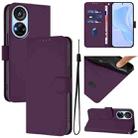 For ZTE Blade V40s Skin Feel Solid Color Leather Phone Case with Lanyard(Violet) - 1