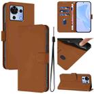 For ZTE Blade V50 Vita Skin Feel Solid Color Leather Phone Case with Lanyard(Brown) - 1