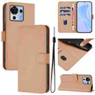 For ZTE Blade V50 Vita Skin Feel Solid Color Leather Phone Case with Lanyard(Nude) - 1