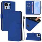 For ZTE Blade V50 Vita Skin Feel Solid Color Leather Phone Case with Lanyard(Dark Blue) - 1