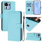 For ZTE Blade V50 Vita Skin Feel Solid Color Leather Phone Case with Lanyard(Sky Blue) - 1