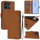 For ZTE Blade V60 Design Skin Feel Solid Color Leather Phone Case with Lanyard(Brown) - 1