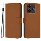 For ZTE Blade V60 Design Skin Feel Solid Color Leather Phone Case with Lanyard(Brown) - 2