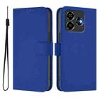 For ZTE Blade V60 Design Skin Feel Solid Color Leather Phone Case with Lanyard(Dark Blue) - 2