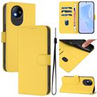 For ZTE Blade A35 Lite / A35 Core Skin Feel Solid Color Leather Phone Case with Lanyard(Lemon Yellow) - 1