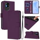 For ZTE Blade A35 Lite / A35 Core Skin Feel Solid Color Leather Phone Case with Lanyard(Violet) - 1