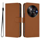 For ZTE Blade A75 5G Skin Feel Solid Color Leather Phone Case with Lanyard(Brown) - 2
