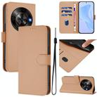 For ZTE Blade A75 5G Skin Feel Solid Color Leather Phone Case with Lanyard(Nude) - 1