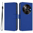 For ZTE Blade A75 5G Skin Feel Solid Color Leather Phone Case with Lanyard(Dark Blue) - 2
