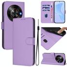 For ZTE Blade A75 5G Skin Feel Solid Color Leather Phone Case with Lanyard(Lavender Purple) - 1
