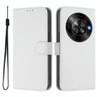 For ZTE Blade A75 5G Skin Feel Solid Color Leather Phone Case with Lanyard(White) - 2