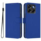 For ZTE Blade V70 Vita / V70 Design Skin Feel Solid Color Leather Phone Case with Lanyard(Dark Blue) - 2