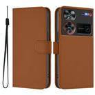 For ZTE Nubia Z60 Ultra Skin Feel Solid Color Leather Phone Case with Lanyard(Brown) - 1