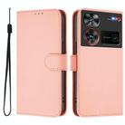 For ZTE Nubia Z60 Ultra Skin Feel Solid Color Leather Phone Case with Lanyard(Pink) - 1