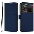 For ZTE Nubia Z60 Ultra Skin Feel Solid Color Leather Phone Case with Lanyard(Navy Blue) - 1