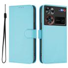 For ZTE Nubia Z60 Ultra Skin Feel Solid Color Leather Phone Case with Lanyard(Sky Blue) - 1