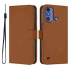 For ZTE Blade A53 Pro Skin Feel Solid Color Leather Phone Case with Lanyard(Brown) - 2