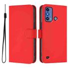For ZTE Blade A53 Pro Skin Feel Solid Color Leather Phone Case with Lanyard(Red) - 2