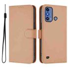 For ZTE Blade A53 Pro Skin Feel Solid Color Leather Phone Case with Lanyard(Nude) - 2