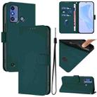 For ZTE Blade A53 Pro Skin Feel Solid Color Leather Phone Case with Lanyard(Dark Green) - 1
