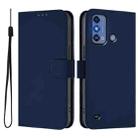 For ZTE Blade A53 Pro Skin Feel Solid Color Leather Phone Case with Lanyard(Navy Blue) - 2