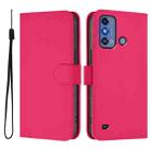 For ZTE Blade A53 Pro Skin Feel Solid Color Leather Phone Case with Lanyard(Rose Red) - 2