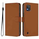 For ZTE Blade A52 Lite Skin Feel Solid Color Leather Phone Case with Lanyard(Brown) - 2
