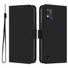 For ZTE Blade A52 Lite Skin Feel Solid Color Leather Phone Case with Lanyard(Black) - 2