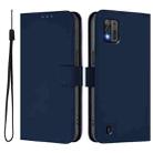 For ZTE Blade A52 Lite Skin Feel Solid Color Leather Phone Case with Lanyard(Navy Blue) - 2
