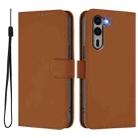For Fujitsu Arrows We2 Plus / F-51E-51E Skin Feel Solid Color Leather Phone Case with Lanyard(Brown) - 2