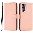 For Fujitsu Arrows We2 Plus / F-51E-51E Skin Feel Solid Color Leather Phone Case with Lanyard(Pink) - 2