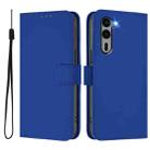 For Fujitsu Arrows We2 Plus / F-51E-51E Skin Feel Solid Color Leather Phone Case with Lanyard(Dark Blue) - 2