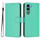 For Fujitsu Arrows We2 Plus / F-51E-51E Skin Feel Solid Color Leather Phone Case with Lanyard(Green) - 2