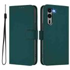 For Fujitsu Arrows We2 Plus / F-51E-51E Skin Feel Solid Color Leather Phone Case with Lanyard(Dark Green) - 2