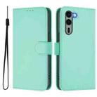 For Fujitsu Arrows We2 Plus / F-51E-51E Skin Feel Solid Color Leather Phone Case with Lanyard(Mint Green) - 2