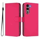 For Fujitsu Arrows We2 Plus / F-51E-51E Skin Feel Solid Color Leather Phone Case with Lanyard(Rose Red) - 2