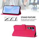 For Fujitsu Arrows We2 Plus / F-51E-51E Skin Feel Solid Color Leather Phone Case with Lanyard(Rose Red) - 3