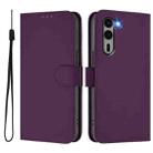 For Fujitsu Arrows We2 Plus / F-51E-51E Skin Feel Solid Color Leather Phone Case with Lanyard(Violet) - 2