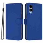 For Fujitsu Arrows We2 / F-52E Skin Feel Solid Color Leather Phone Case with Lanyard(Dark Blue) - 2