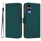 For Fujitsu Arrows We2 / F-52E Skin Feel Solid Color Leather Phone Case with Lanyard(Dark Green) - 2