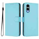 For Fujitsu Arrows We2 / F-52E Skin Feel Solid Color Leather Phone Case with Lanyard(Sky Blue) - 2