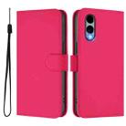 For Fujitsu Arrows We2 / F-52E Skin Feel Solid Color Leather Phone Case with Lanyard(Rose Red) - 2