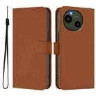 For Sharp Aquos R9/SH-51E Skin Feel Solid Color Leather Phone Case with Lanyard(Brown) - 2