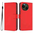 For Sharp Aquos R9/SH-51E Skin Feel Solid Color Leather Phone Case with Lanyard(Red) - 2