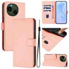 For Sharp Aquos R9/SH-51E Skin Feel Solid Color Leather Phone Case with Lanyard(Pink) - 1